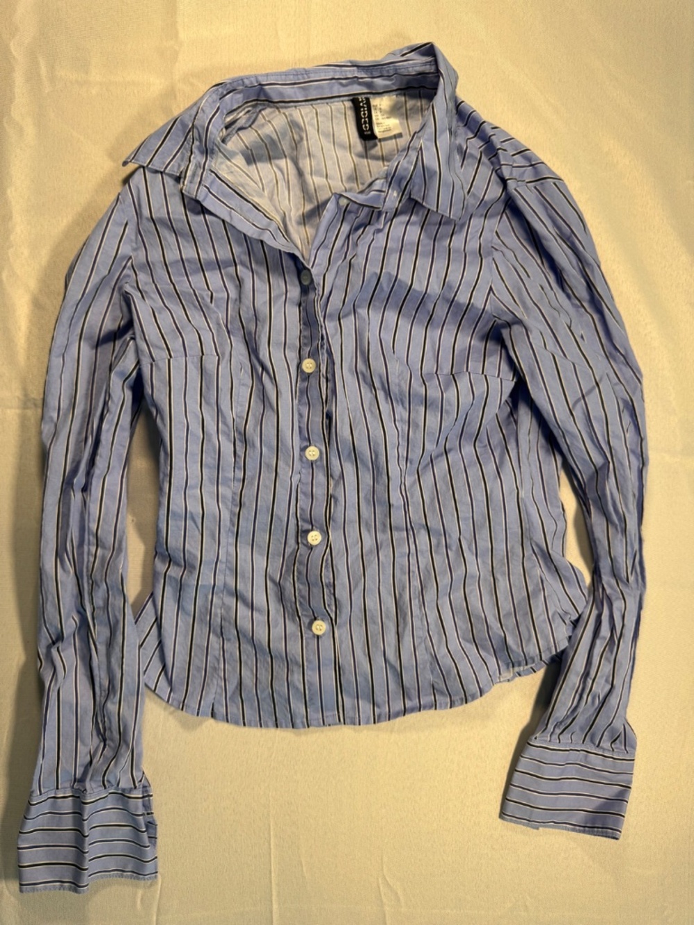 H&M Striped Shirt with a Cinched Waist Size S